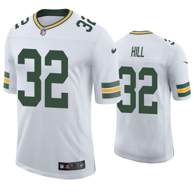 Men Green Bay Packers 32 Kylin Hill Nike White Throwback Game NFL Jersey